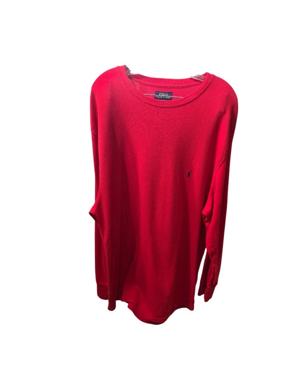 Polo Ralph Lauren Mens Red Long-Sleeve Waffle Knit Crewneck Shirt 3X Cotton Blen